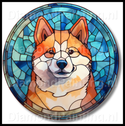 Diamond Painting Bleiglas Hund - Akita 01