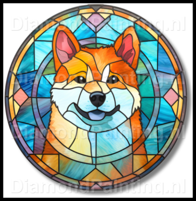 Diamond Painting Glass in Lead Dog - Akita 03