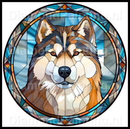 Diamond Painting Stained Glass Dog - Alaska Malamute 05