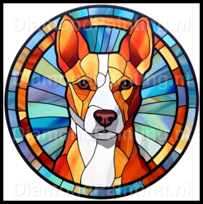 Diamond Painting Stained Glass Dog - Basenji 01
