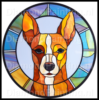 Diamond Painting Stained Glass Dog - Basenji 02