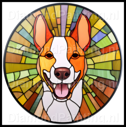 Diamond Painting Stained Glass Dog - Basenji 04