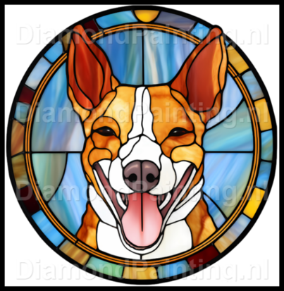 Diamond Painting Stained Glass Dog - Basenji 05