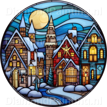Diamond Painting Stained Glass Christmas Village 02