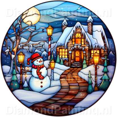 Diamond Painting Stained Glass Christmas Village 04