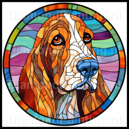 Diamond Painting Stained Glass Dog - Basset Hound 02