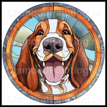 Diamond Painting Stained Glass Dog - Basset Hound 03