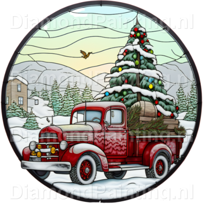 Diamond Painting Stained Glass Christmas Car 01