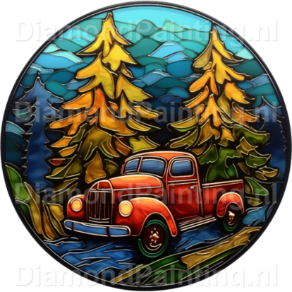 Diamond Painting Stained Glass Christmas Car 02