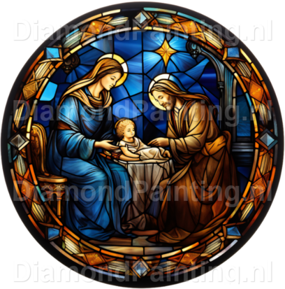 Diamond Painting Glas im Bleiglasstil Weihnachtliche Biblische Figuren 03