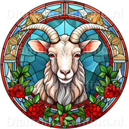 Diamond Painting Stained Glass Christmas Goat