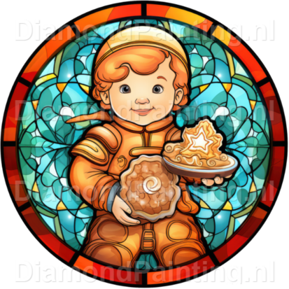 Diamond Painting Stained Glass Christmas Gingerbread 01