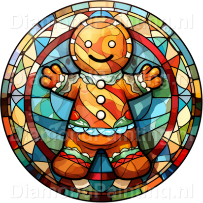 Diamond Painting Stained Glass Christmas Gingerbread 02