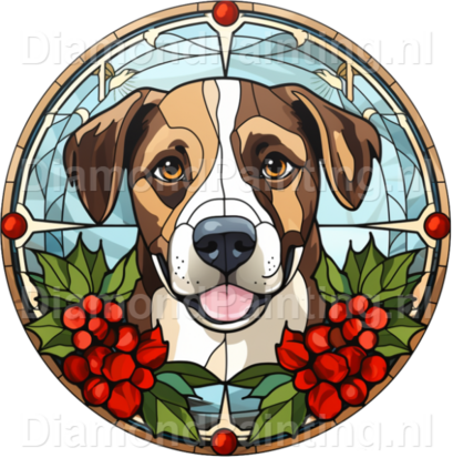 Diamond Painting Stained Glass Christmas Dog 01