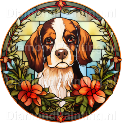 Diamond Painting Stained Glass Christmas Dog 02