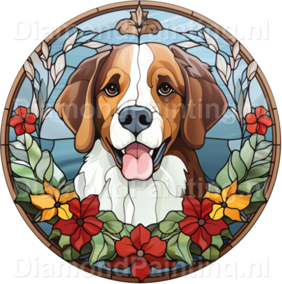 Diamond Painting Stained Glass Christmas Dog 03