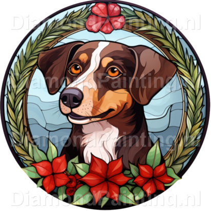Diamond Painting Stained Glass Christmas Dog 05