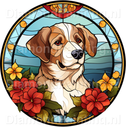Diamond Painting Stained Glass Christmas Dog 09