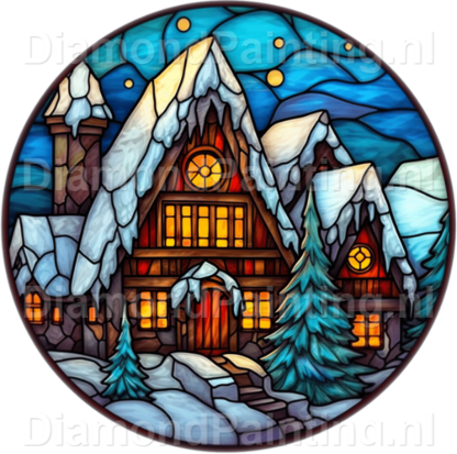 Diamond Painting Stained Glass Christmas House 03