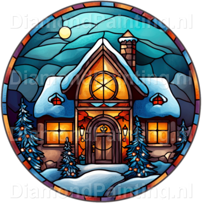 Diamond Painting Stained Glass Christmas House 04