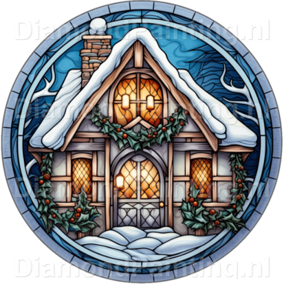 Diamond Painting Stained Glass Christmas House 05