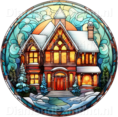 Diamond Painting Stained Glass Christmas House 06