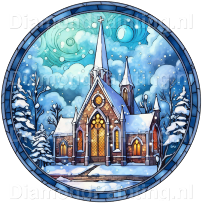 Diamond Painting Stained Glass Christmas House 07