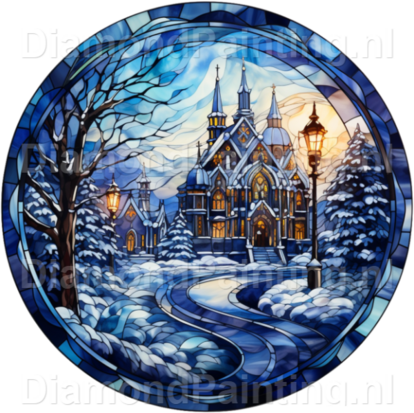 Diamond Painting Stained Glass Christmas House 08