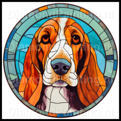 Diamond Painting Stained Glass Dog - Basset Hound 04