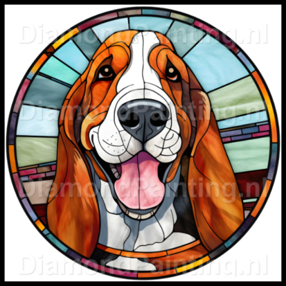 Diamond Painting Stained Glass Dog - Basset Hound 05