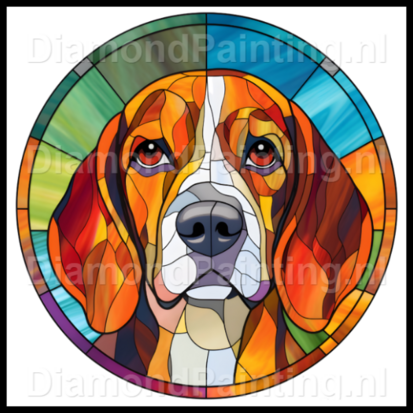 Diamond Painting Glas in lood Hond - Beagle 01