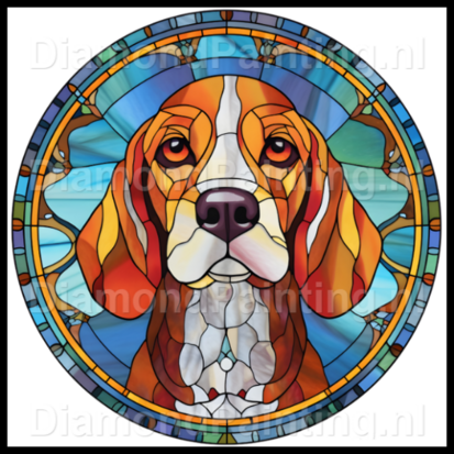 Diamond Painting Glas in lood Hond - Beagle 02