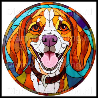 Diamond Painting Glas in lood Hond - Beagle 04