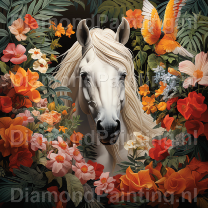 Diamond Painting Pferd zwischen Blumen