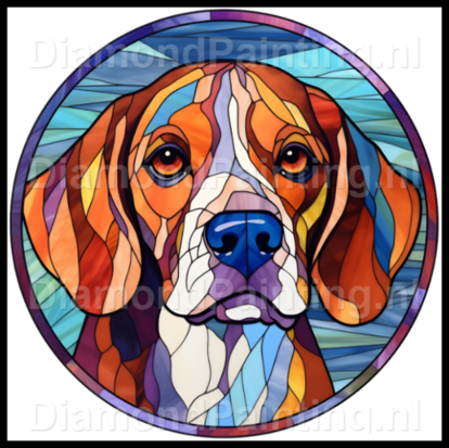Diamond Painting Glas in lood Hond - Beagle 05
