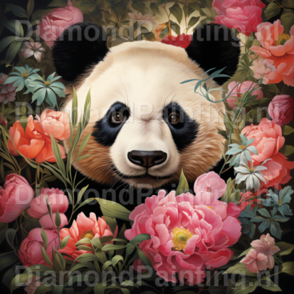 Diamond Painting Panda among flowers
