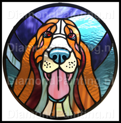 Diamond Painting Glas im Blei Hund - Bluthund 01