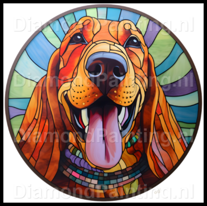  Diamond Painting Stained Glass Dog - Bloodhound 02