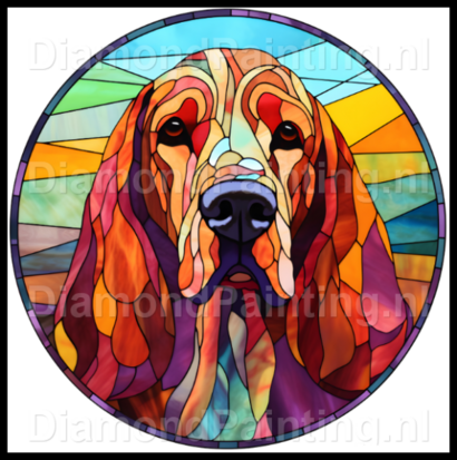 Diamond Painting Stained Glass Dog - Bloodhound 05