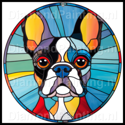 Diamond Painting Glas in lood Hond - Boston Terrier 01