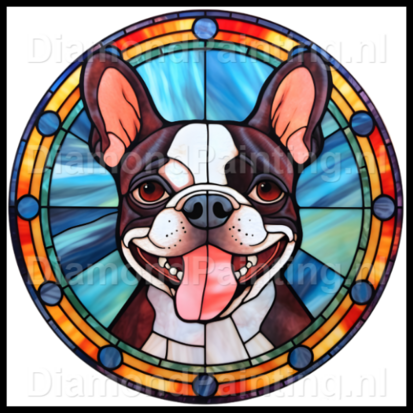 Diamond Painting Glas in lood Hond - Boston Terrier 02