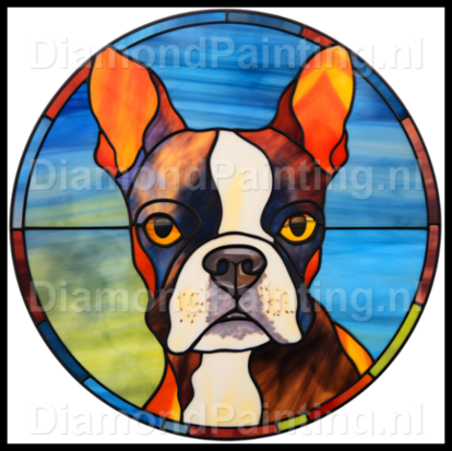 Diamond Painting Stained Glass Dog - Boston Terrier 03