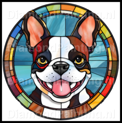 Diamond Painting Stained Glass Dog - Boston Terrier 04