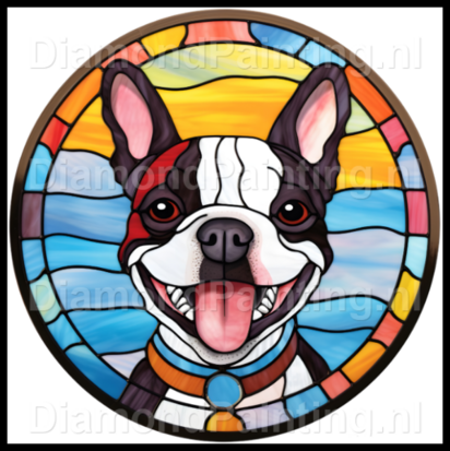 Diamond Painting Glas in lood Hond - Boston Terrier 05
