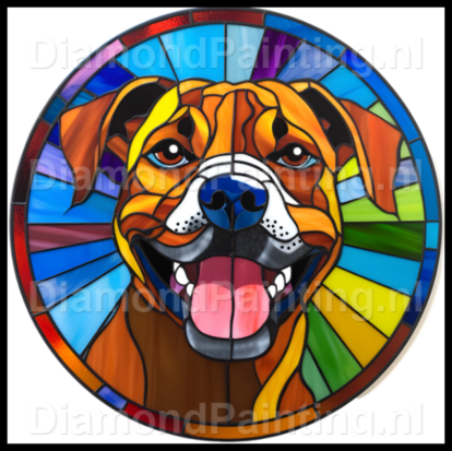Diamond Painting Glas in lood Hond - Boxer 03