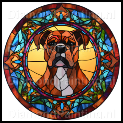 Diamond Painting Glas in lood Hond - Boxer 04