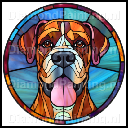 Diamond Painting Glas in lood Hond - Boxer 05