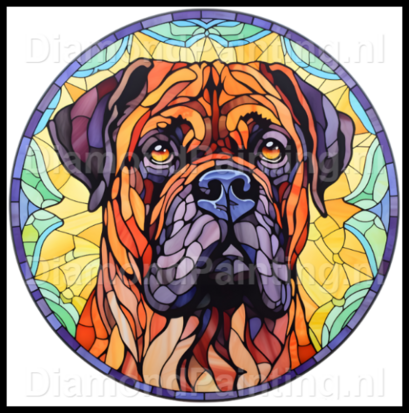  Diamond Painting Stained Glass Dog - Bullmastiff 05