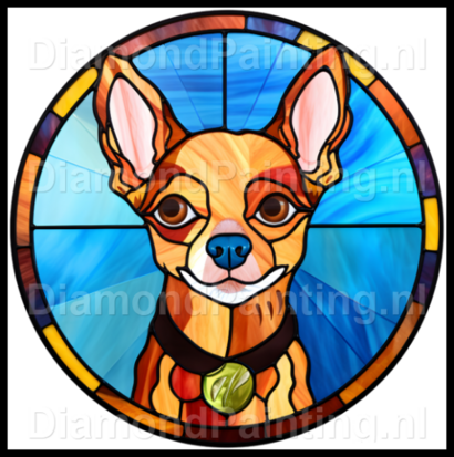 Diamond Painting Glas in lood Hond - Chihuahua 02