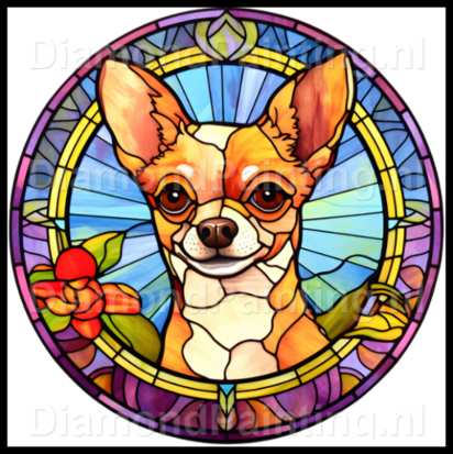 Diamond Painting Glas in lood Hond - Chihuahua 03